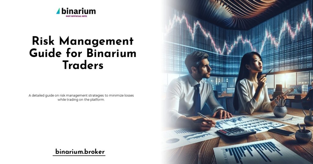 Visual representation of risk management strategies for Binarium traders including position size and diversification.