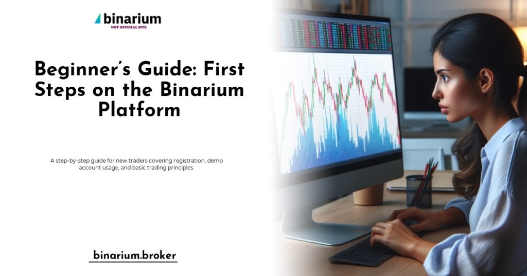 Illustration of the Binarium platform registration process for beginners.