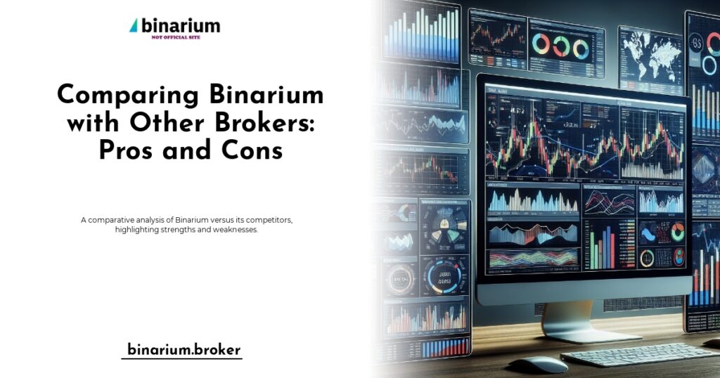 Comparison chart highlighting features of Binarium against IQ Option and Pocket Option.
