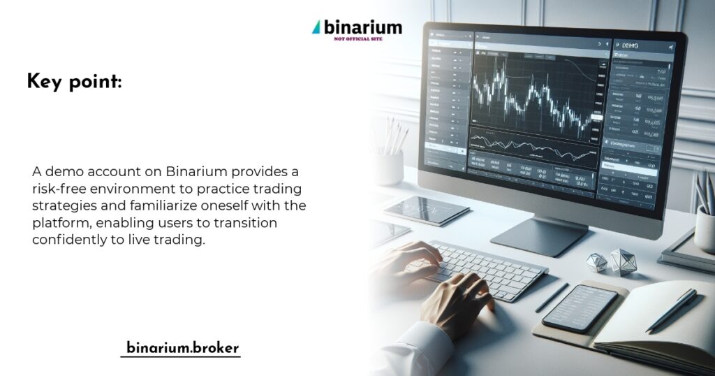 Screenshot of Binarium demo account interface showing trading features.