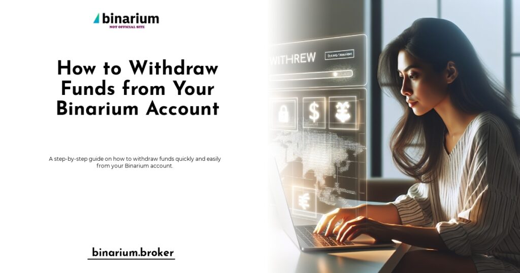 User interface showing Binarium withdrawal options and instructions.